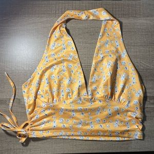 Yellow with blue flowers crop top